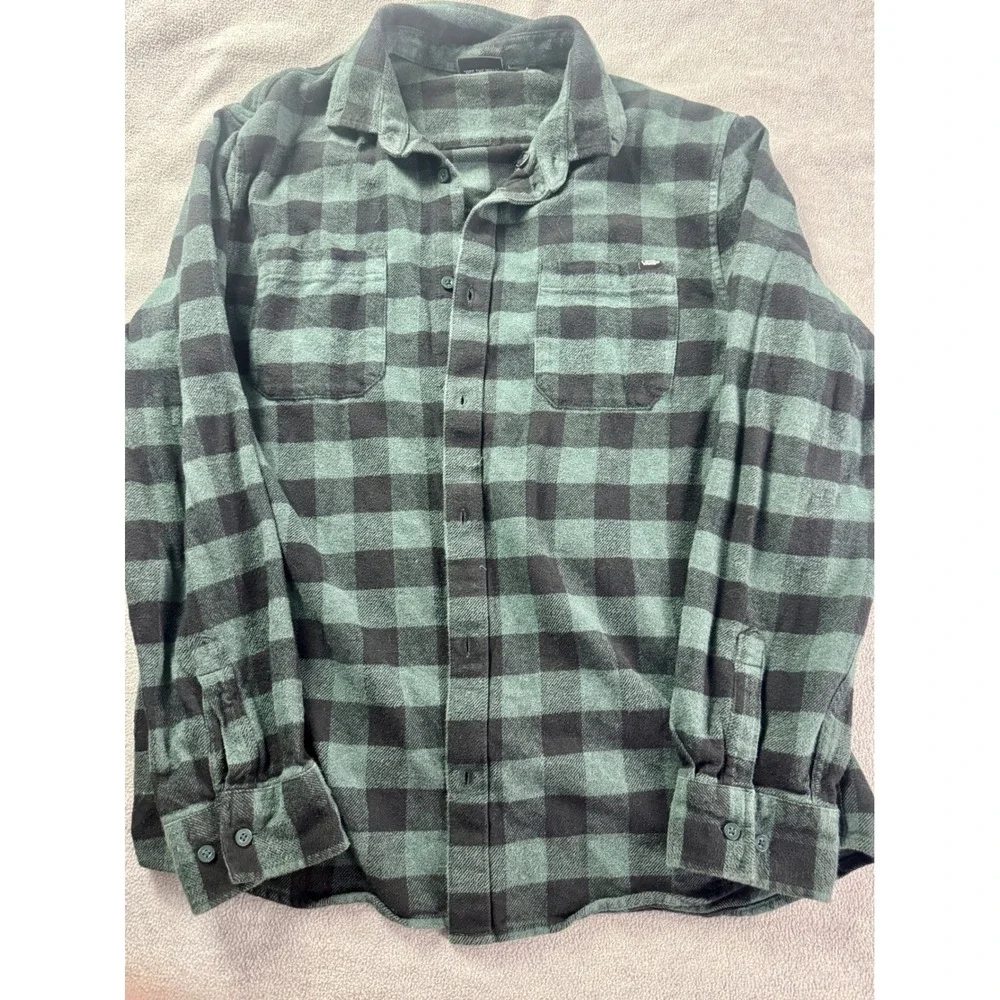 Vans My Hero Academia Deku Custom Plaid Flannel Shirt Mens Large‎ Green Black